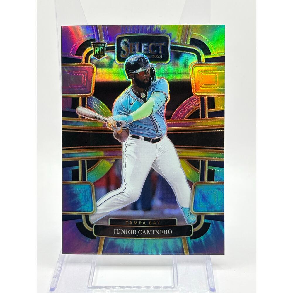 2024 Panini Select Junior Caminero Rookie Tie-Dye Prizm Refractor 1/25 SP RC